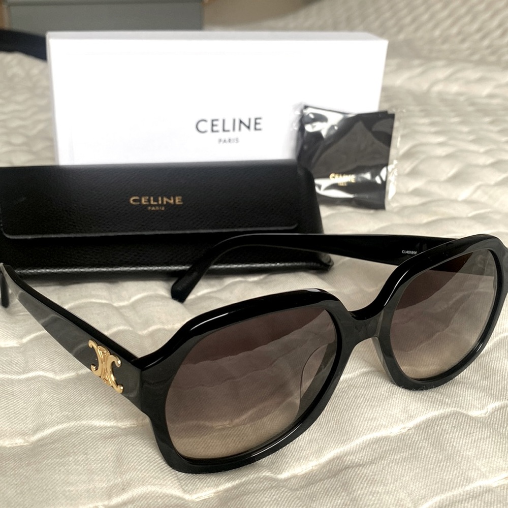 CELINE sunglasses Triomph Black Rounded Square Acetate Celine- Authentic!!
